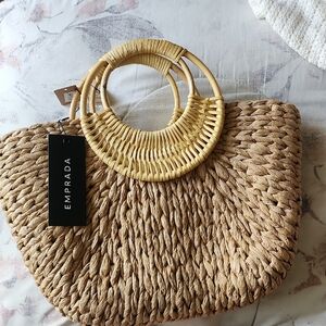 Empada Woven Tan Tote Bag with Circular Handle